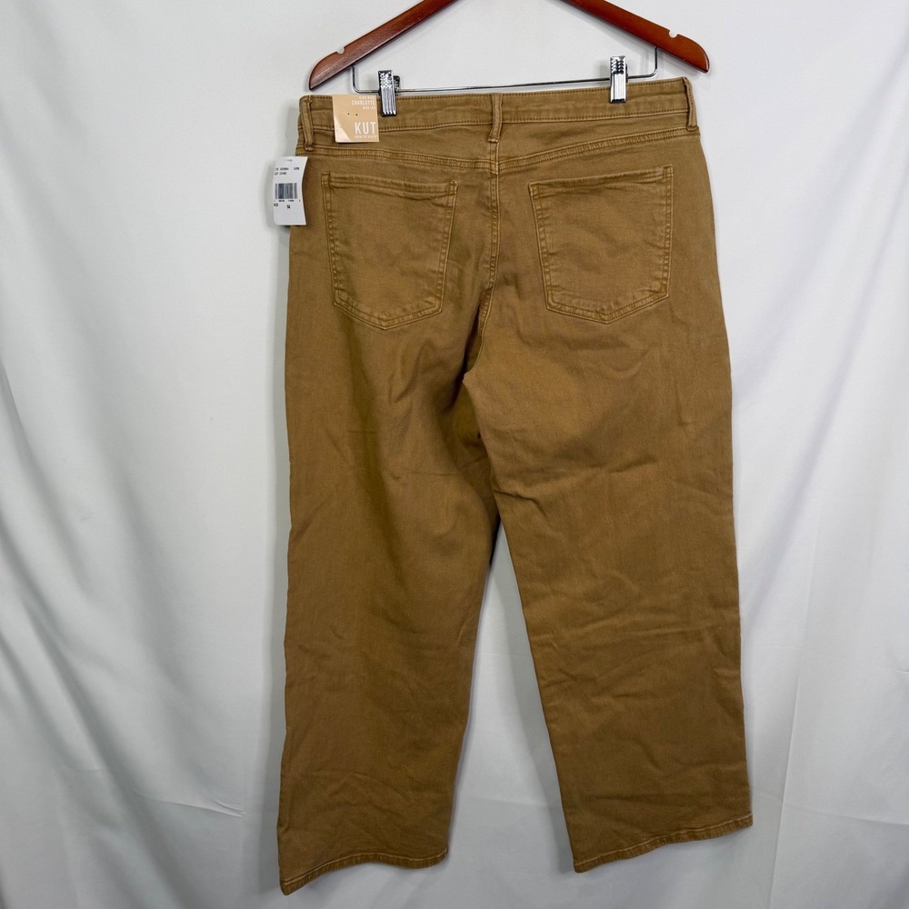 Kut from the Kloth Charlotte High Rise Wide Leg Jeans Camel Tan Size 14 NEW - Picture 6 of 9